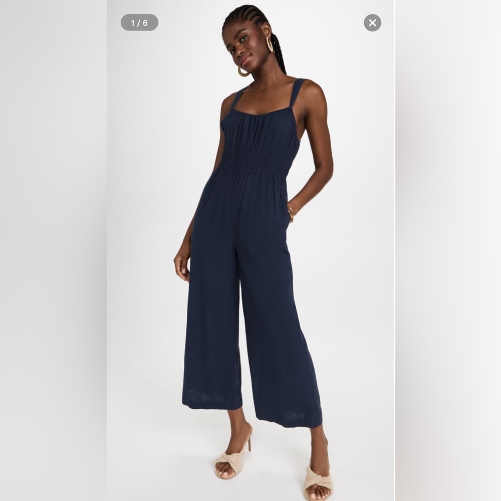 NWT Madewell Linen Blend Sophie Tank WideLeg Jumpsuit Size XXS Dark Baltic - Picture 4 of 15